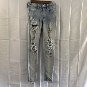 American Eagle Jegging Jeans Womens 4 27x29.5 Denim Skinny Distressed